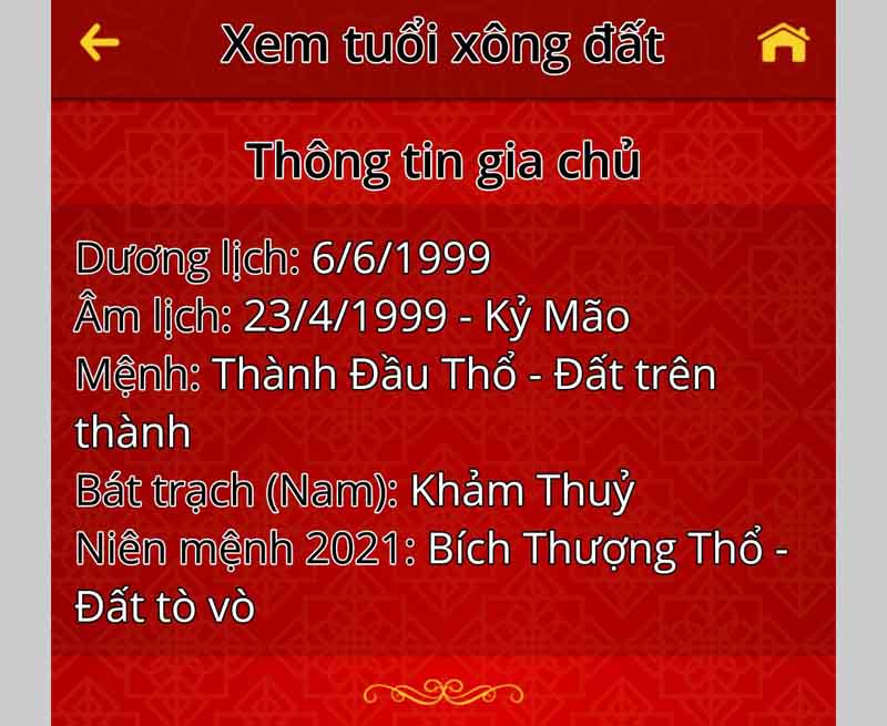 Thông tin gia chủ